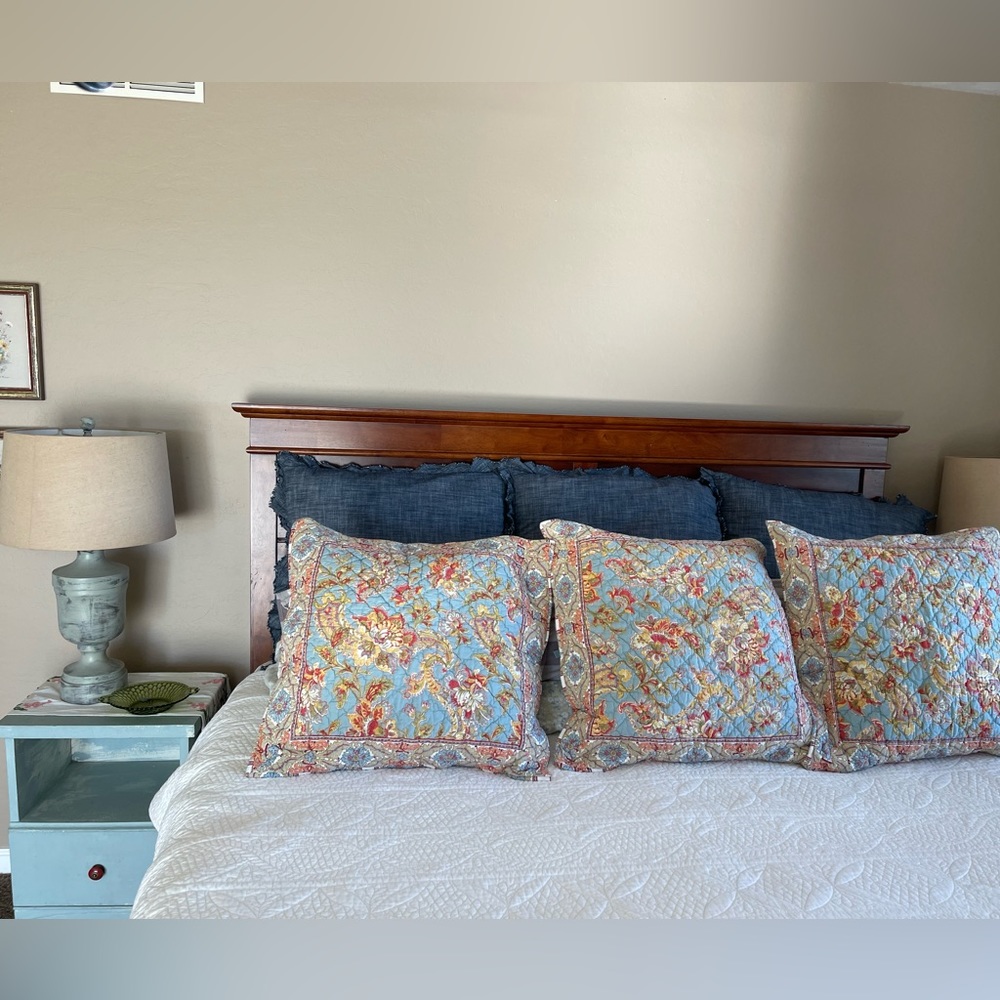 3 Pottery Barn floral quilted Euro shams 24”
